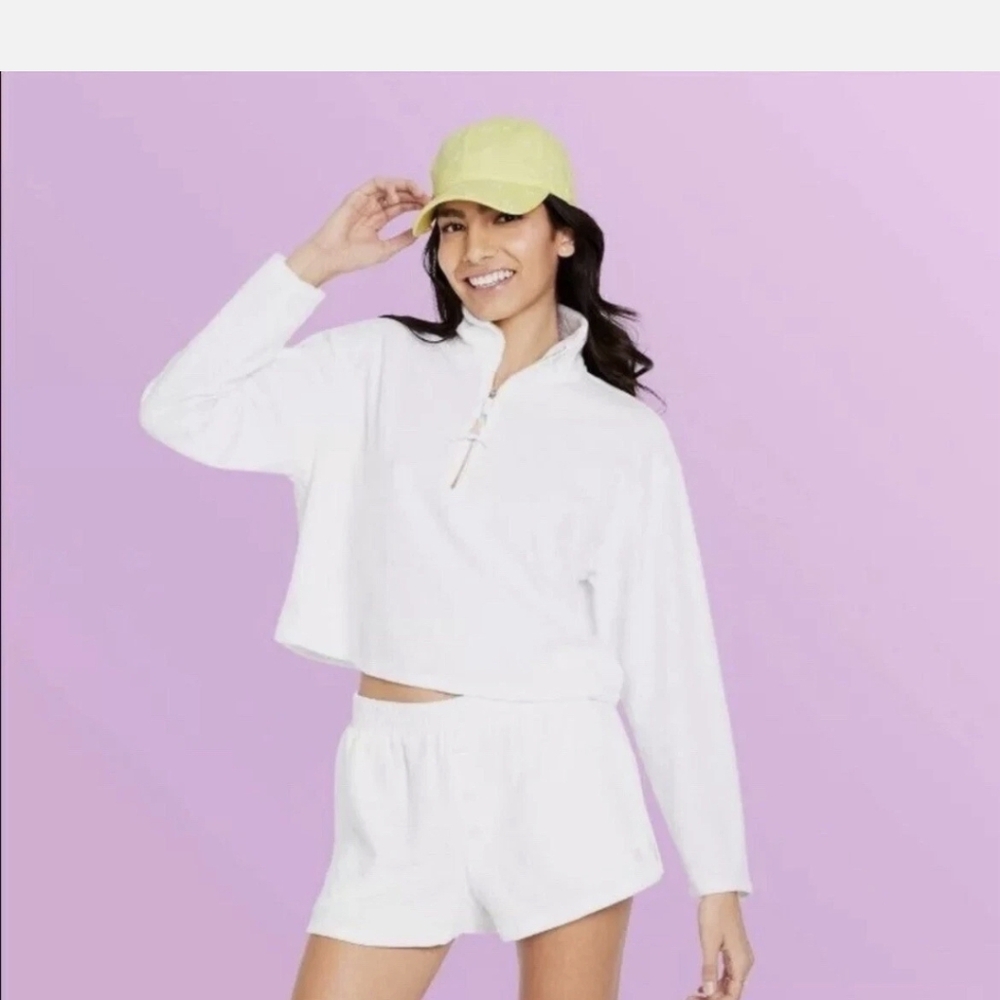 White Terrt Long Sleeve Crop Top  Sz.S NWT STONEY CLOVE